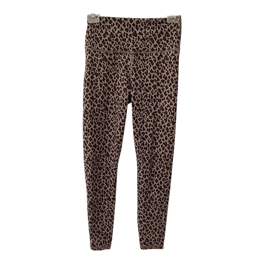 Varley Women Leopard Print High Rise Leggings Tan Brown Animal Print Small